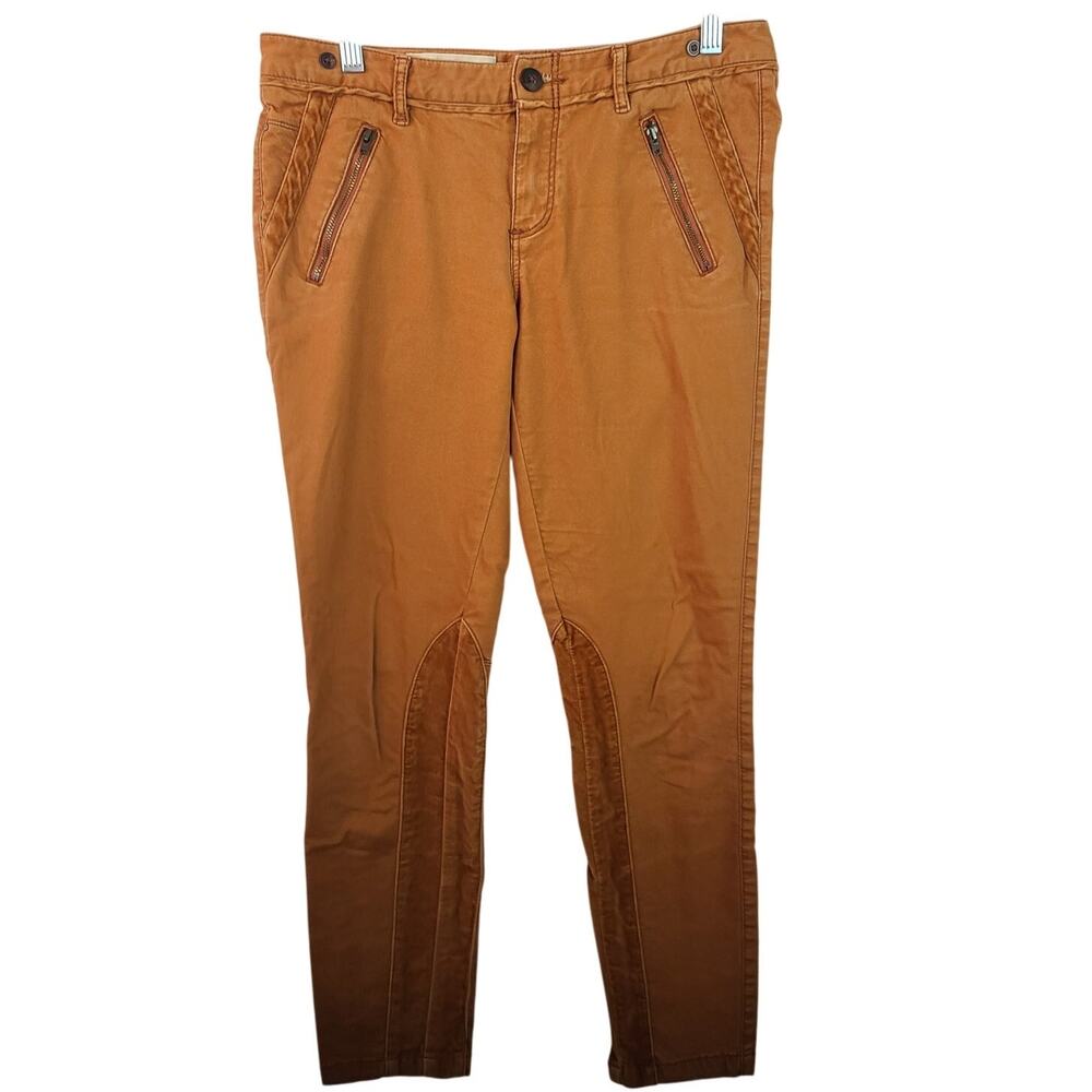 Pilcro the Letterpress Burnt Orange Rust Ankle Velvet Trim Pants Jeans 6 P